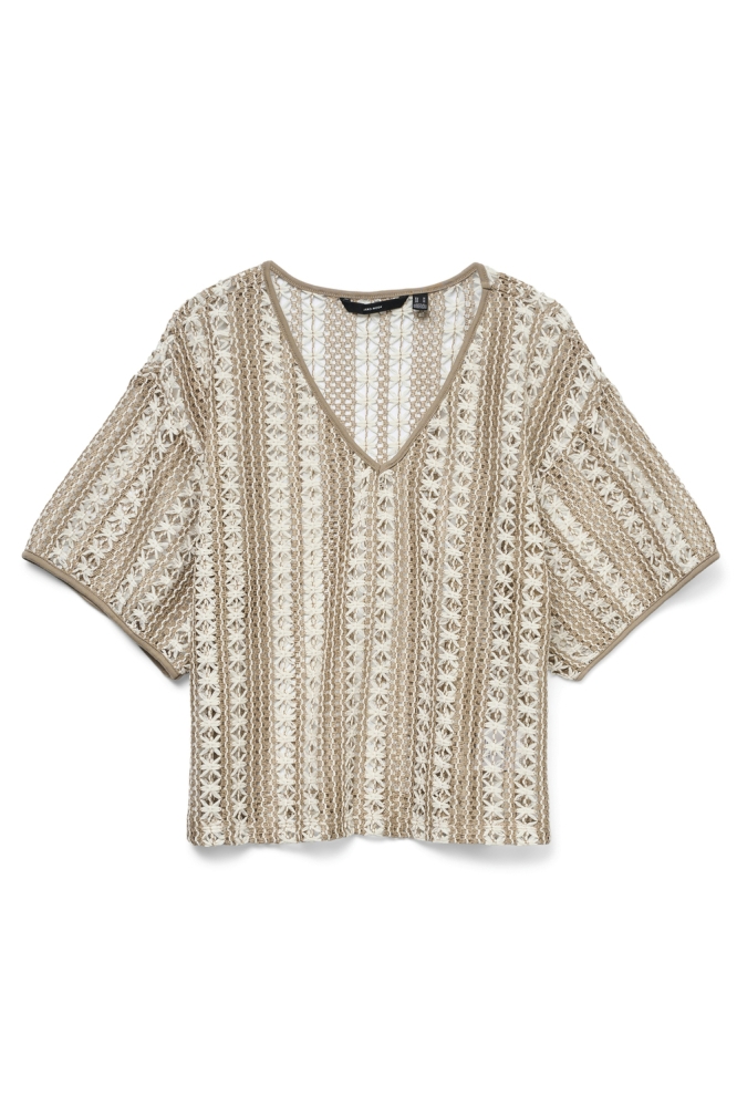 VMOHIO SS V-NECK OVERSIZE TOP JRS G 10324978 SILVER MINK/SNOW WHITE
